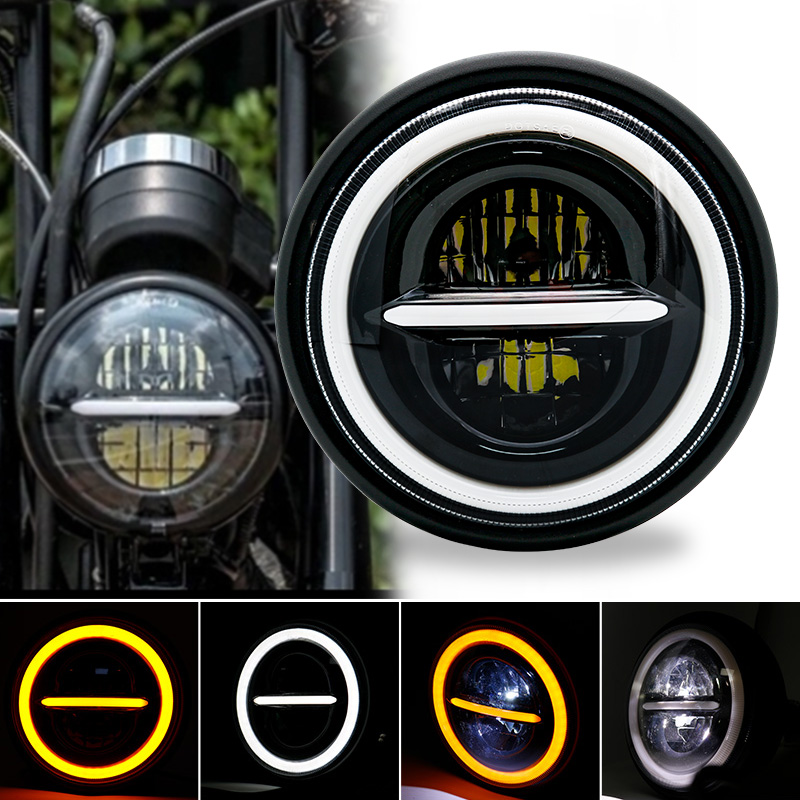 Universal Motorcycle Led Headlight Projector - مصباح أمامي ليد مستدير عالمي للدراجات