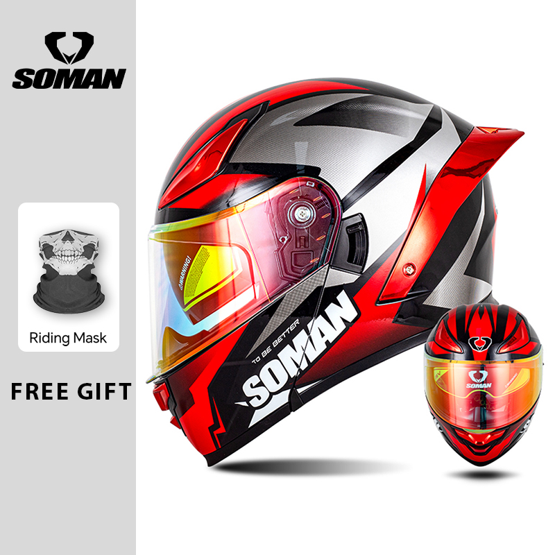 SOMAN وحدات خوذة الوجه كامل ال - مراجعة Dual Visor Motorcycle Racing Helmet وسعره